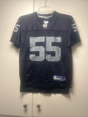 Reebok Black Football Jersey with Silver '55' Numbers - Boy’s